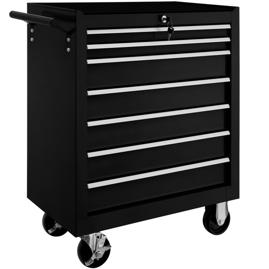 tectake Tool chest with 7 drawers - tool box, tool box on wheels, tool cabinet - black