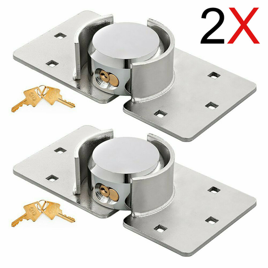 2 X VAN LOCK GARDEN SHED 73MM SECURITY PADLOCK AND HASP SET CHROME