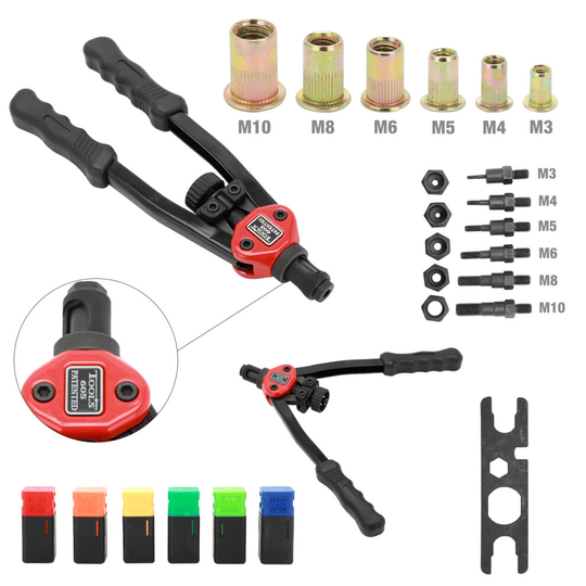 150pcs Pro Hand Rivet Nut Tool Riveter Gun Mandrels M3-M10 Rivet Repair Kit Set