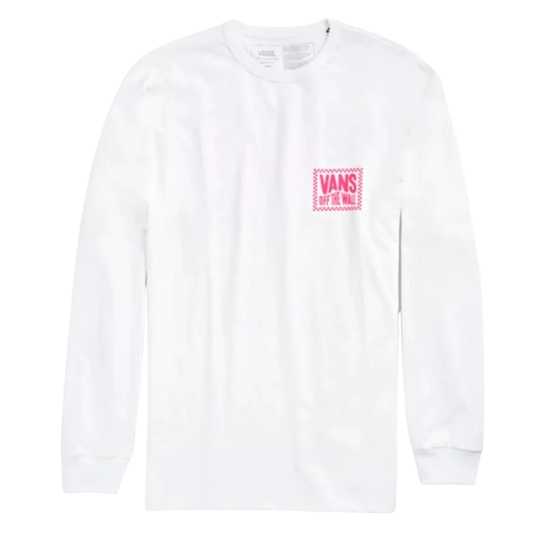 Vans Off The Wall Classic Wavy Check Longsleeve T-Shirt - White