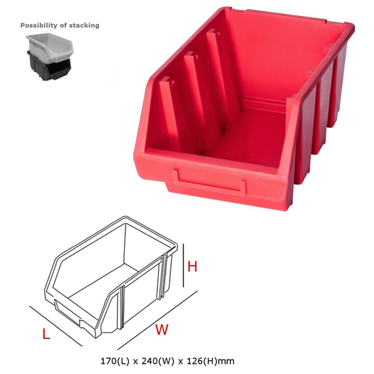 1 x Ergo L+ Red box Plastic Parts Storage Stacking Picking Bins 170x240x126