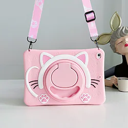Tablet Case Cover For Apple iPad 10.2'' 9th 8th 7th iPad Air 5th 4th iPad mini 6th 5th 4th iPad Pro 11'' 360° Rotation Portable Handle 3D Cartoon Animal PC Silicone For Kids Lightinthebox