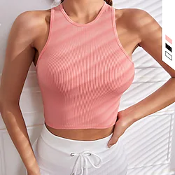 Women's Running Tank Top Crop Top Solid Colored Sport Athleisure Tee Tshirt Shirt Sleeveless Breathable Quick Dry Moisture Wicking Soft Running Active Training Walking Jogging Exercise Athletic Lightinthebox