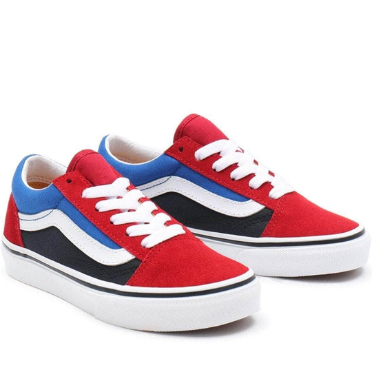 Vans Junior Old Skool Youth Kids Skate Shoes - (Easy Logo) Chilli Pepper/Nautical Blue