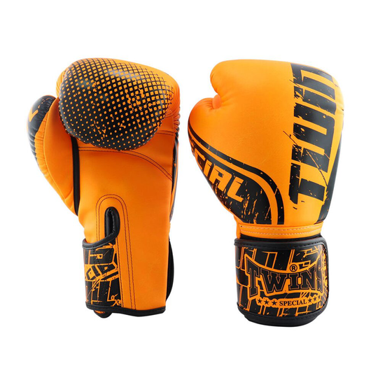 (14 oz) TWINS FBGVS12 SYNTHETIC BOXING GLOVES - ORANGE