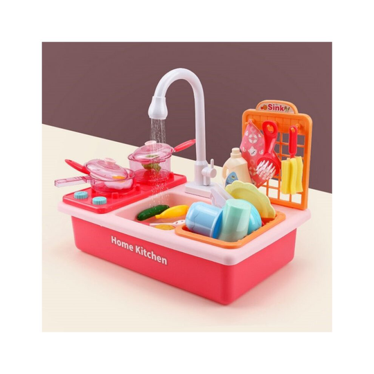 Kids Kitchen Toys Simulation Electric Dishwasher Pink 28pcs with box