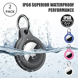 Waterproof for Airtag Holder 2 Pack Air Tag Keychain Hard PC TPU Full Body Protective Tracker Case with Loop Key Ring for Apple Tags IPX8 Airtags Cover for Wallet Luggage Cat Dog Pets Lightinthebox