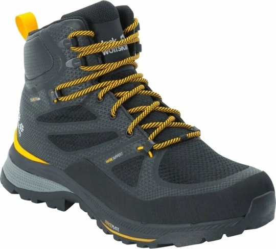 Jack Wolfskin Mens Outdoor Shoes Force Striker Texapore Mid Black/Burly Yellow XT 46