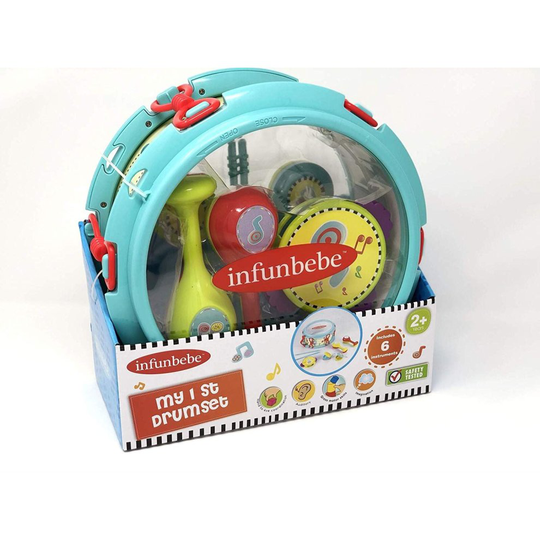 Toddler 1st Drumset Musical Instruments Playing Drum Set For Childrens infants Boy Girl Toys In Colour Tray Box