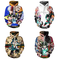 Inspired by My Hero Academia / Boku No Hero Deku Hoodie Cartoon Manga Anime Front Pocket Graphic Hoodie For Men's Women's Unisex Adults' 3D Print 100% Polyester Lightinthebox