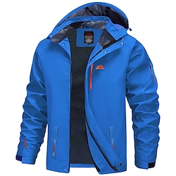 Men's Waterproof Hiking Jacket Rain Jacket Hiking Windbreaker Outdoor Thermal Warm Waterproof Windproof Breathable Outerwear Hoodie Trench Coat Hunting Fishing Climbing Lake blue Black Sky Blue Army Lightinthebox