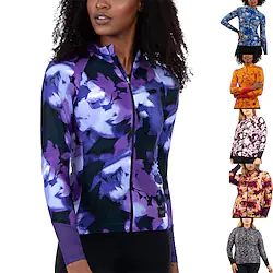 21Grams Women's Cycling Jersey Long Sleeve Bike Jersey Top with 3 Rear Pockets Mountain Bike MTB Road Bike Cycling Breathable Quick Dry Moisture Wicking Reflective Strips Black Purple Fuchsia Floral Lightinthebox