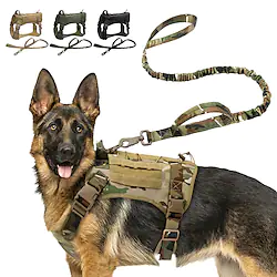 Dog Pets - Tactical Harness Vest Durable Outdoor Hunting Running Hiking Walking Nylon Medium Dog Large Dog Camouflage Color Khaki Green Black 1 set Lightinthebox