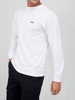 Vans Left Chest Hit Long Sleeve T-Shirt - White/Black, White/Black, Size S, Men