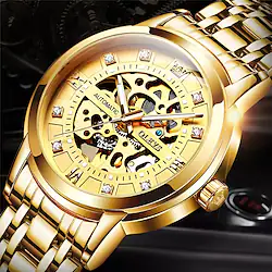 OLEVS Mechanical Watch for Men Analog Automatic self-winding Hole Modern Style Waterproof Noctilucent Alloy Stainless Steel Creative Lightinthebox