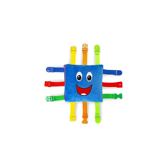 Buckle Toys Boomer - Stuffed Educational & Learning Buckle Toy for Toddlers & Infants, Fine Motor & Sensory Learning