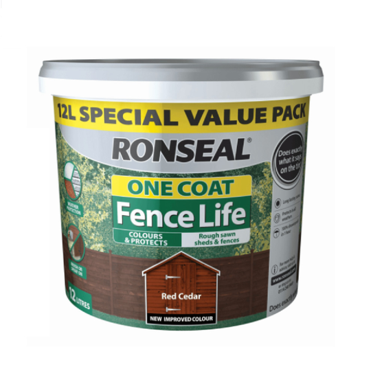 12L Red Cedar Ronseal One Coat Fence & Shed Paint