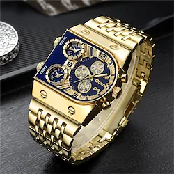 Oulm Fashion Luminous Mens Watches Business Stainless Steel Quartz Wristwatch Man Irregular Gold Casual Watch Clock Relogio Masculino Lightinthebox