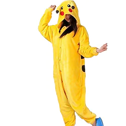 Adults' Kigurumi Pajamas Pika Pika Animal Animal Onesie Pajamas Polyester Microfiber Cosplay For Men and Women Halloween Animal Sleepwear Cartoon Festival / Holiday Costumes / Leotard / Onesie Lightinthebox