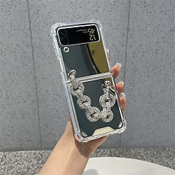 Phone Case For Samsung Galaxy Flip Z Flip Z Flip 4 Z Flip 3 Bumper Frame Full Body Protective Dustproof Transparent Crystal Diamond PC Lightinthebox