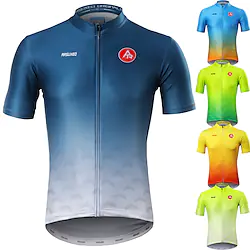 Arsuxeo Men's Short Sleeve Cycling Jersey With 3 Rear Pockets Summer Bicycle Riding Bike Top Breathable Quick Dry Moisture Wicking Elastane Polyester Green Yellow Black Red Blue Orange Gradient Sports Lightinthebox