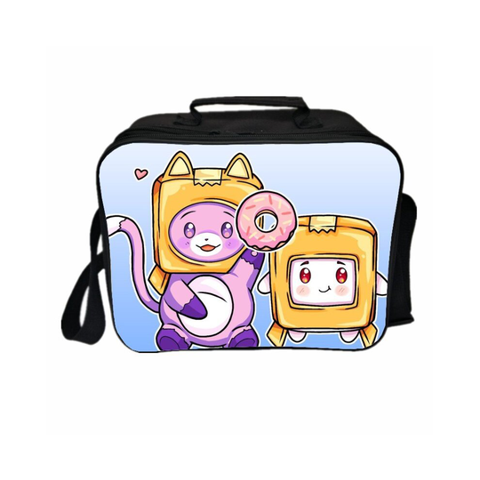 (01) Lankybox Lunch Bag Kid Cartoon Insulated Outdoor