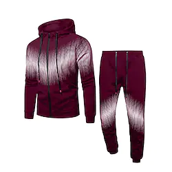 Men's Tracksuit Sweatsuit 2 Piece Casual Winter Long Sleeve Thermal Warm Breathable Moisture Wicking Fitness Running Jogging Sportswear Activewear Color Gradient Black Royal Blue Dark Navy Lightinthebox