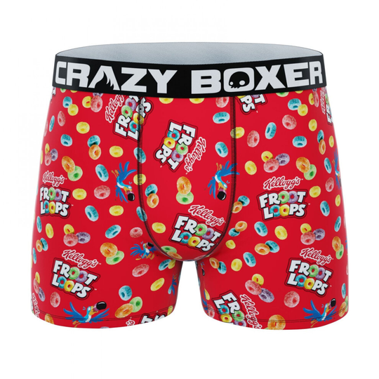 (Medium (32-34), Red) Crazy Boxer Kellogg's Froot Loops and Toucan Sam All Over Print Men's Boxer Briefs