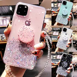 Phone Case For Apple Back Cover iPhone 14 Pro Max 14 Plus 13 12 11 Pro Max Mini X XR XS Ring Holder Translucent Glitter Shine Glitter Shine TPU Lightinthebox