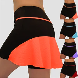 Women's Tennis Skirts Yoga Shorts Yoga Skirt 2 in 1 Patchwork Tummy Control Butt Lift Quick Dry High Waist Yoga Fitness Gym Workout Skort Bottoms Color Block Purple Rosy Pink Burgundy Sports / Skinny Lightinthebox