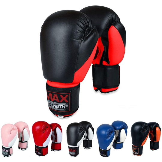 (Black/Red, 10oz) Punch Boxing Gloves Training MMA Sparring Punching Fight Muay Thai Kickboxing