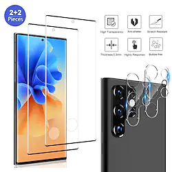 22 Pack Galaxy S22 Ultra Screen Protector with Camera Lens Protector HD Tempered Glass Film Support Fingerprint Unlock 3D Curved Anti Scratch Bubble Free Lightinthebox