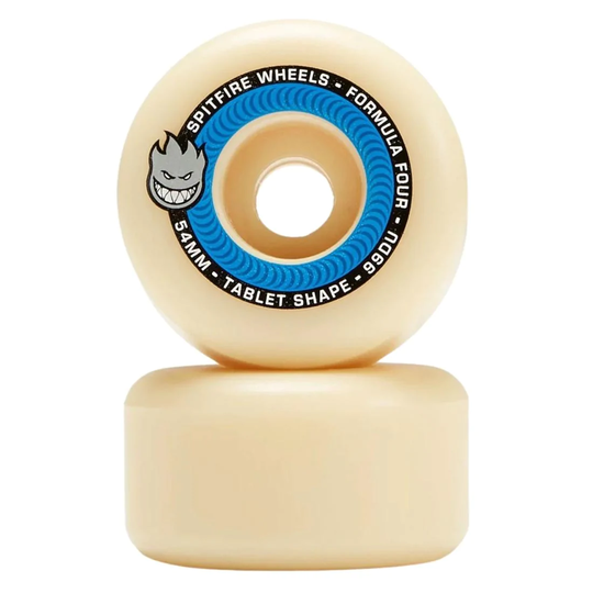 Spitfire Formula Four 54mm Tablet Shape 99Duro Skateboard Wheels - White