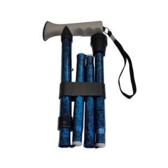 Life Healthcare walking stick gel grip blue crackle