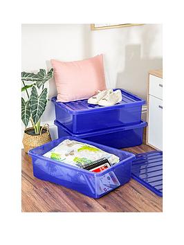 Wham Set 3 Crystal 32L Box & Lid Tint Blue