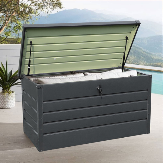 (Anthracite) Garden Storage Box Outdoor Patio Furniture Cushion Deck Chest Tool Organizer Box