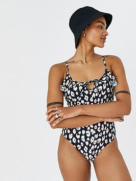 Accessorize Animal Print Frill Swimsuit