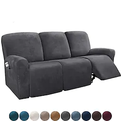 Sectional Recliner Sofa Slipcover 1 Set of 8 Pieces Microfiber Stretch High Elastic High Quality Velvet Sofa Cover Sofa Slipcover for 3 Seats Cushion Recliner Sofa Furniture Protector Lightinthebox