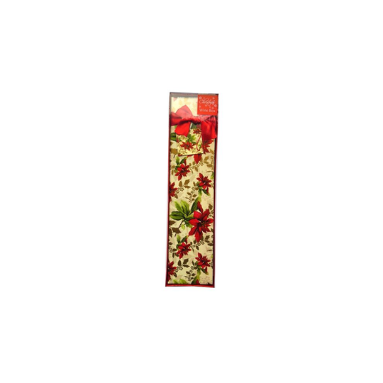 Christmas Wine Gift Box, Poinsettia - 342mm L x 86mm W x 83mm H