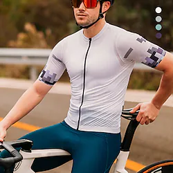 21Grams Men's Cycling Jersey Short Sleeve Bike Top with 3 Rear Pockets Mountain Bike MTB Road Bike Cycling Breathable Quick Dry Moisture Wicking Reflective Strips White Purple Green Spandex Sports Lightinthebox