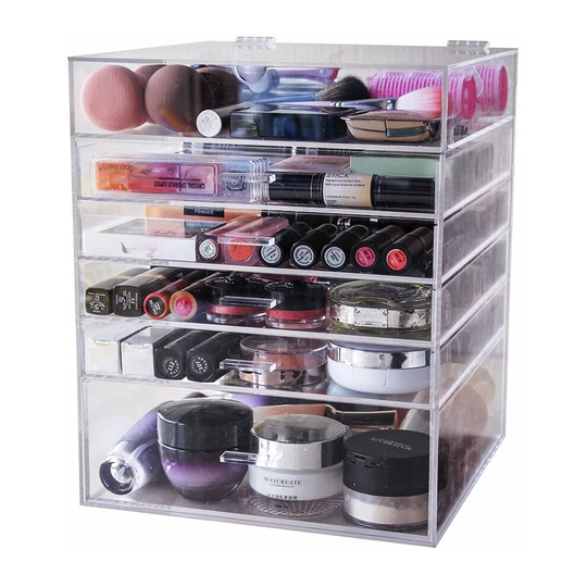 Display4top Acrylic Clear Cosmetic Makeup Organiser Box With 5 Drawers Keeping Your Lipsticks Nail Polish Makeup Brus