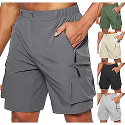 Men's Cargo Shorts Hiking Shorts Military Summer Outdoor Ripstop Breathable Quick Dry Zipper Pocket Shorts Bottoms Elastic Waist Black Green Climbing Camping / Hiking / Caving Traveling S M L XL 2XL Lightinthebox