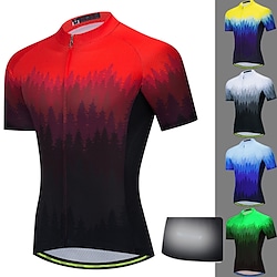 21Grams Men's Cycling Jersey Short Sleeve Bike Top with 3 Rear Pockets Mountain Bike MTB Road Bike Cycling Breathable Quick Dry Moisture Wicking Reflective Strips Green Yellow Grey Polyester Spandex Lightinthebox