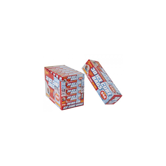 30x28pc Ice Cube Bags In Col Printed Dispenser Box 30pdq - Freezer Cubes - ice cube bags freezer cubes disposable clear fridge plastic bbq party 840
