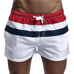 Men's Swim Shorts Swim Trunks Board Shorts Pocket Drawstring Elastic Waist Color Block Comfort Breathable Short Casual Holiday Beach Streetwear Stylish White Lightinthebox