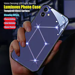 Phone Case For Apple Back Cover Waterproof Glow in the Dark LED Flash Lighting sky TPU Tempered Glass PC Lightinthebox