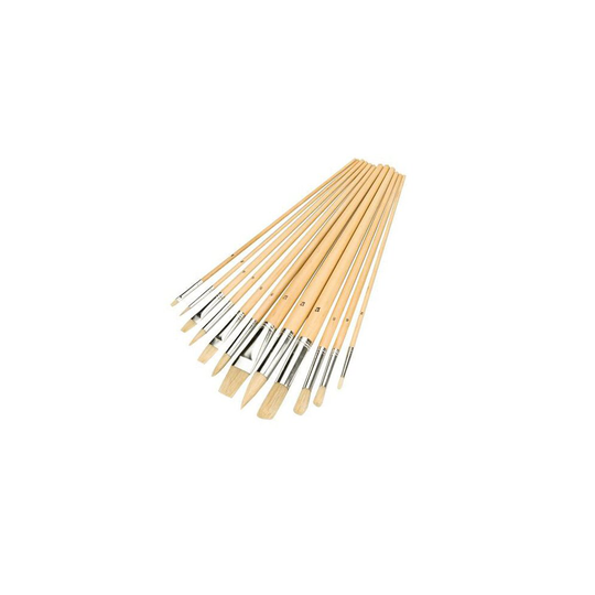 12 Piece Mixed Tip Paint Brush Set 2mm 12mm Finishing Painting Priming Fine