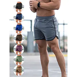 Men's Running Shorts Athletic Shorts Shorts Sports Outdoor Breathable Quick Dry Gym Workout Workout Exercise Sportswear Activewear Black red bar Coffee red Black blue bar Lightinthebox