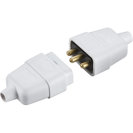 10A 3 pin mains connector - white