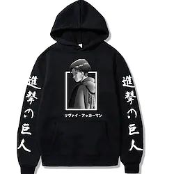 Inspired by Attack on Titan Cosplay levi ackerman Cartoon Manga Back To School Anime Harajuku Graphic Kawaii Hoodie For Men's Women's Adults' Hot Stamping Polyster Lightinthebox